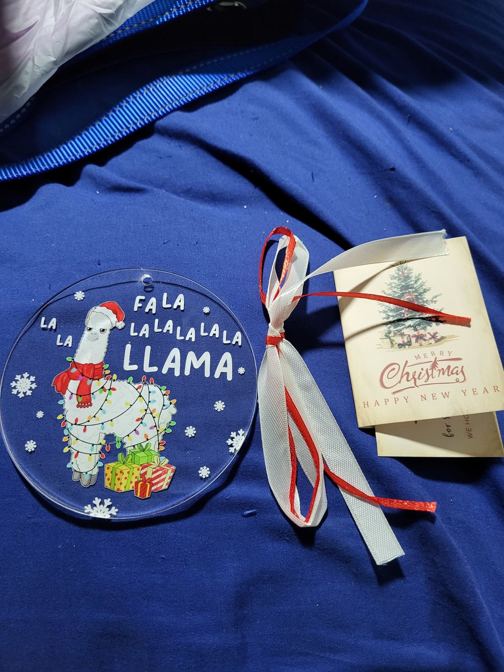 Holiday Llama Ornament - White Llama with Red Accents